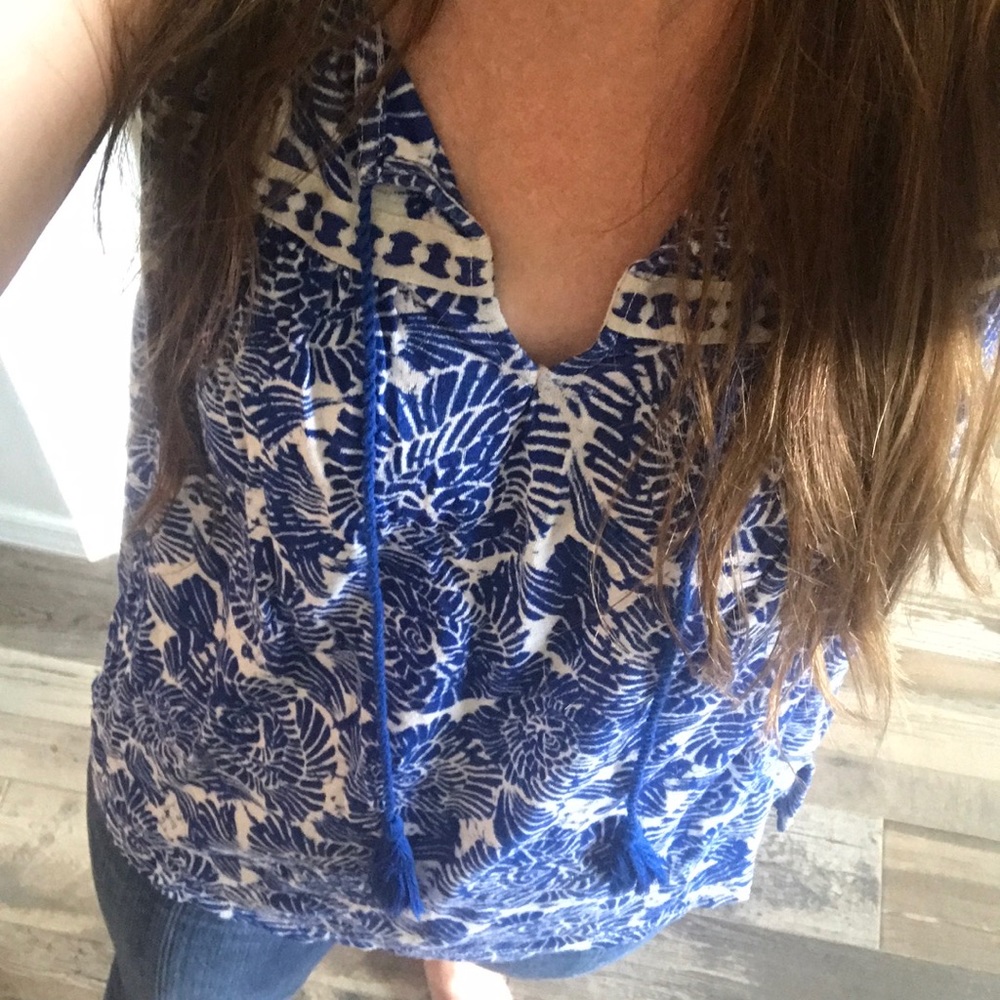 Lucky Brand Blue and White Women's Top